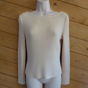 ST JOHN Sport Essentials Santana Knit Oatmeal Beige Long Sleeve Sweater Top S